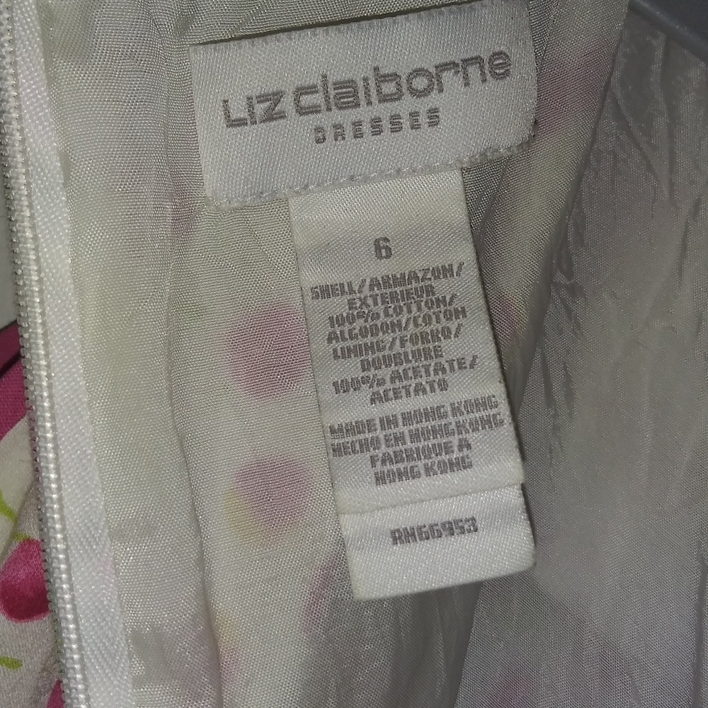 Vintage Liz Claiborne Floral Midi Lined Wide Straps - Picture 9 of 11